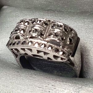 Antique Cut Sterling Silver Dinner Ring